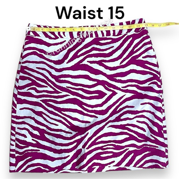 NWOT DKNY Zebra Stripped Raspberry & Cream Light Skirt Size 4 - Picture 5 of 10